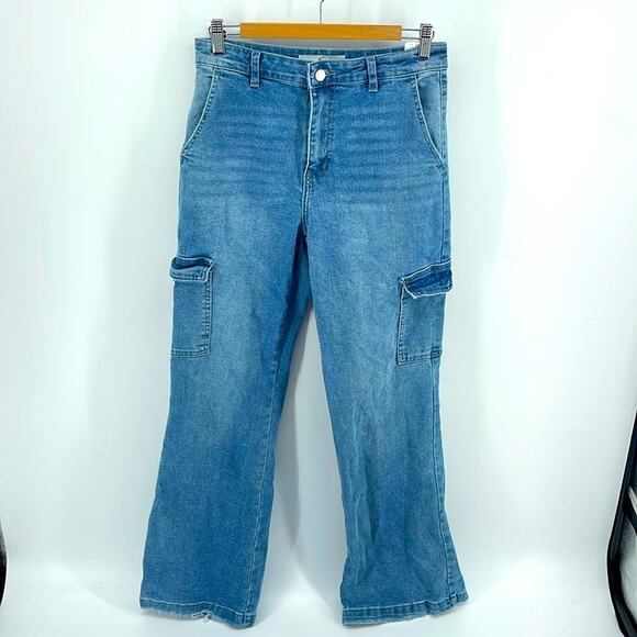 Kancan Estilo hi rise cargo leg pocket flare denim jeans sz 27 - Picture 1 of 6